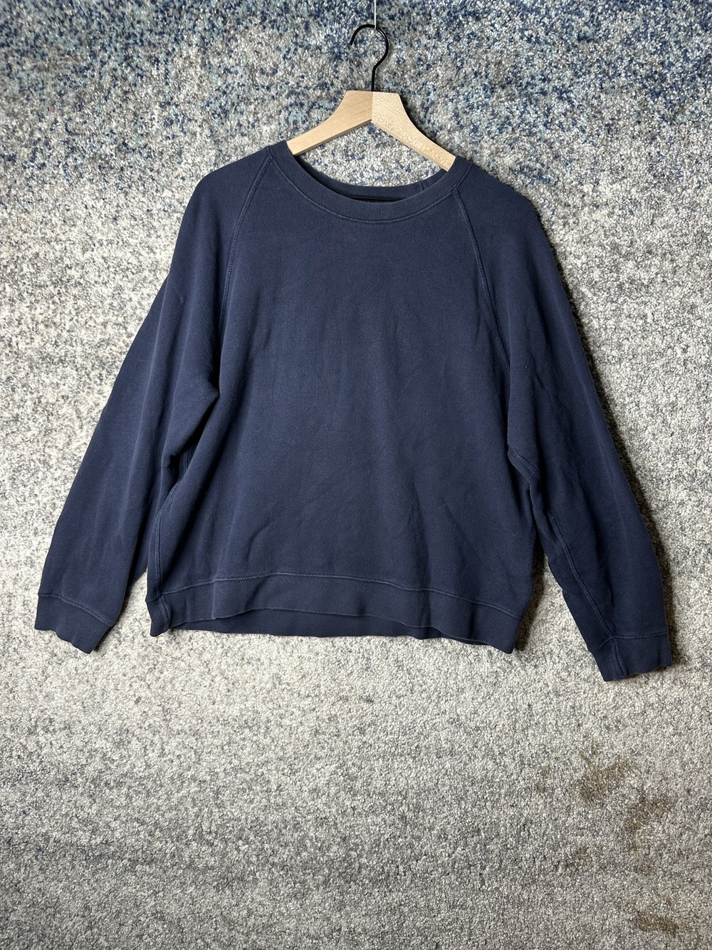 Jenni Kayne Sweatshirt Womens Large Blue Fleece Crewneck Raglan Pullover Solid